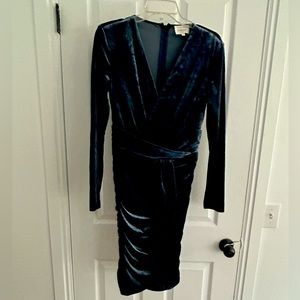 Emerald Green Long Sleeve Velvet Dress